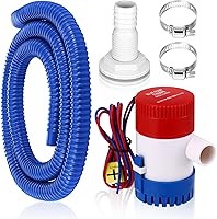 Vista 10 de Lounsweer Kit de plomería de bomba de sentina de 5 piezas, incluye bomba de agua de sentina eléctrica de 12 V, 2 abrazaderas de manguera de PVC