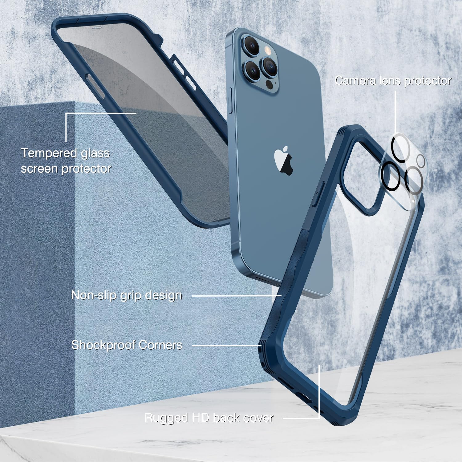 CENHUFO Compatible with iPhone 12 Pro Max Case Built-in Privacy Screen Protector with Camera Lens Protector - Image 3