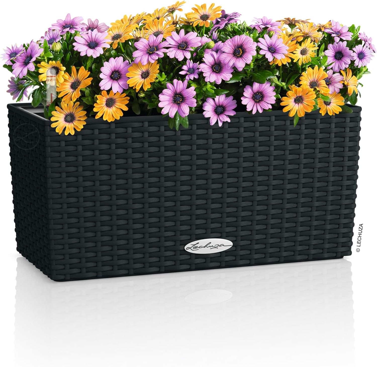 Lechuza BALCONERA Cottage 40 Sand Brown, Self-Watering Window Box (Railing Planter), H7.5 L15.7 W7.5 in