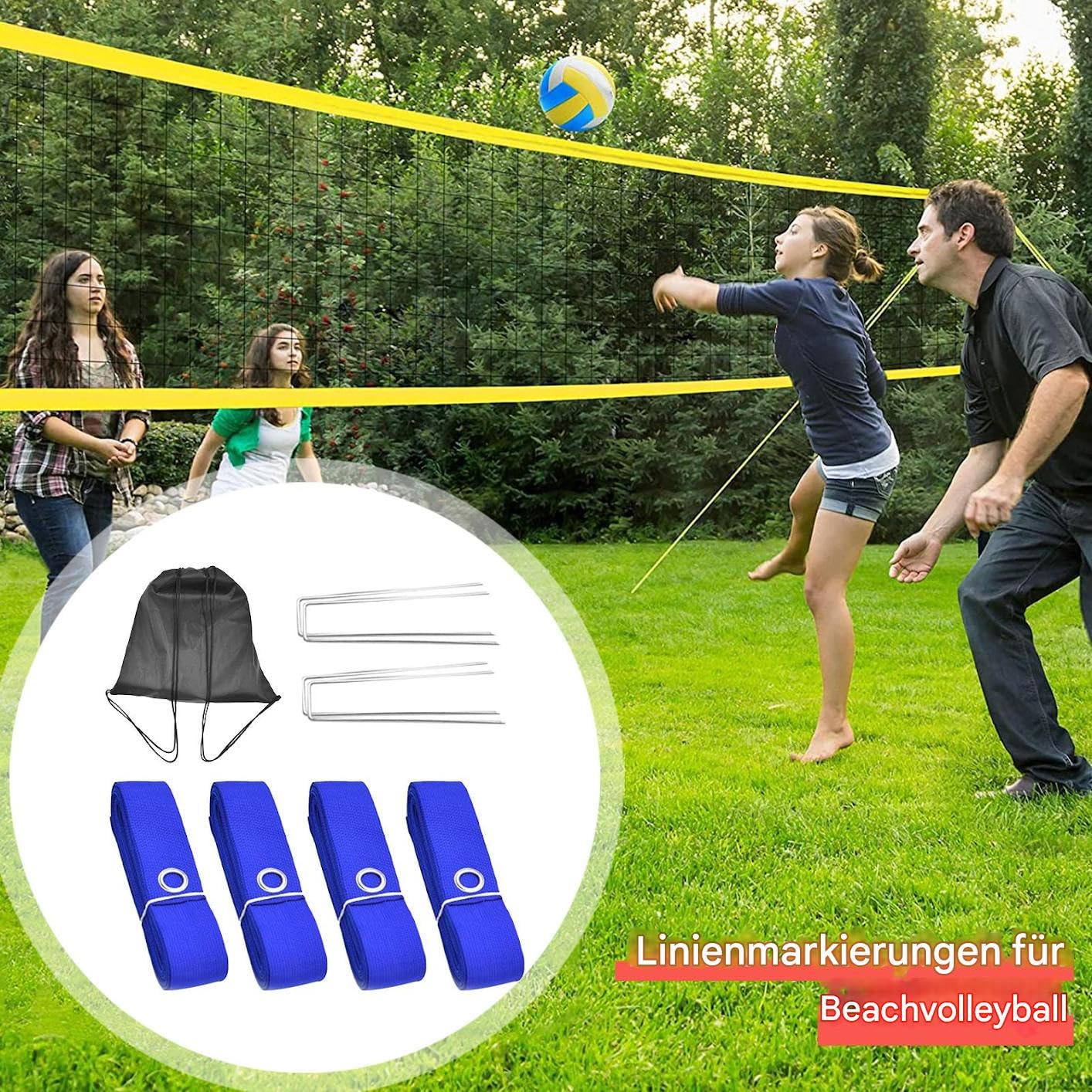 Lignes de volley-ball, marquage de terrain de volleyball, équipement de sport portable pour le jardin, le parc et l'entraînement