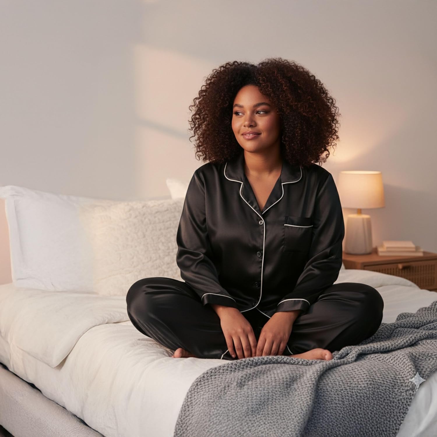 Just Love Satin Pajama Set for Women – Long Sleeve Button Down Womens Pajama Sets – Soft Loungewear & Sleepwear Sizes (S-3X) - Image 3