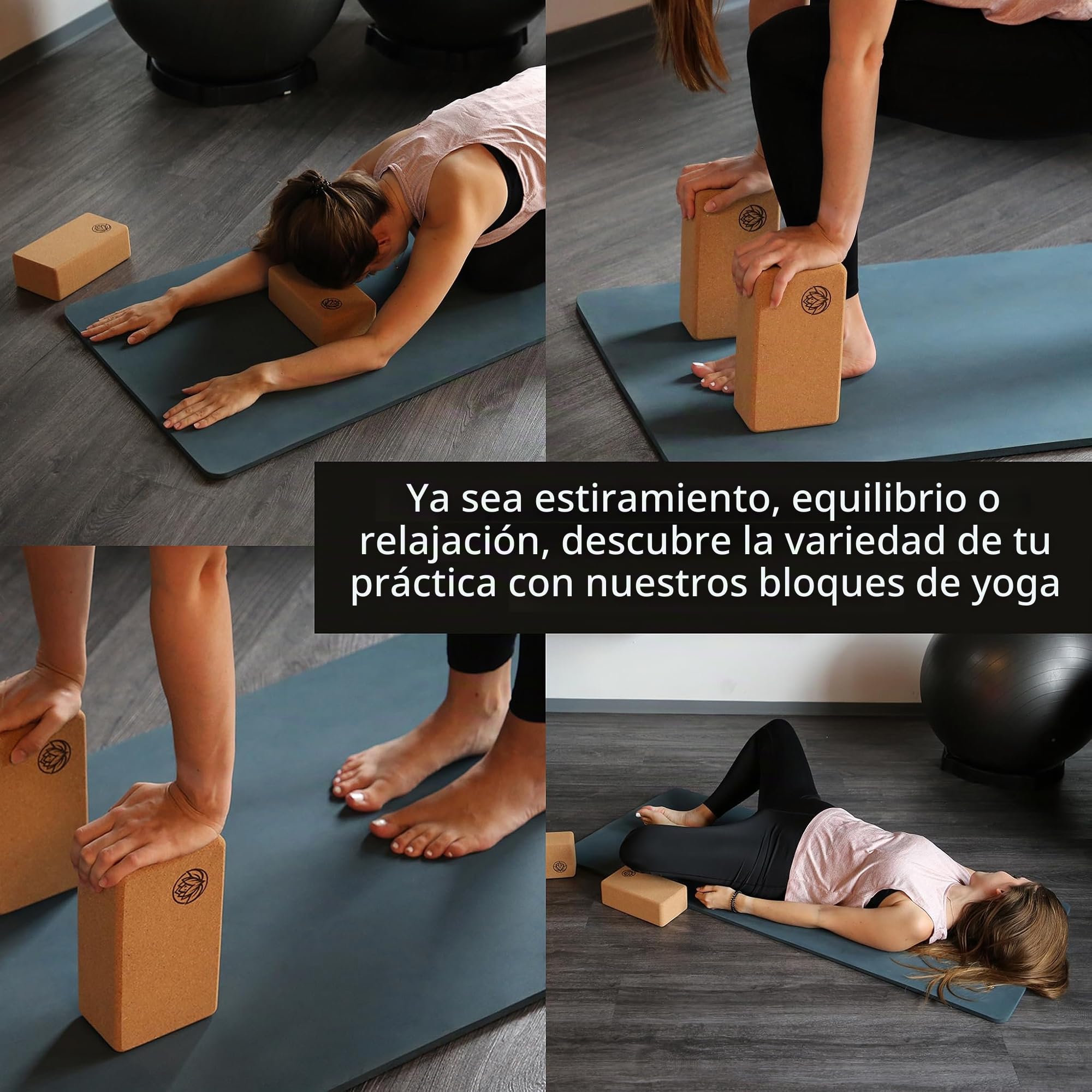 2 bloques de yoga VonBueren | ladrillos de yoga de corcho | 22 x 12 x 7,5 cm por ladrillo