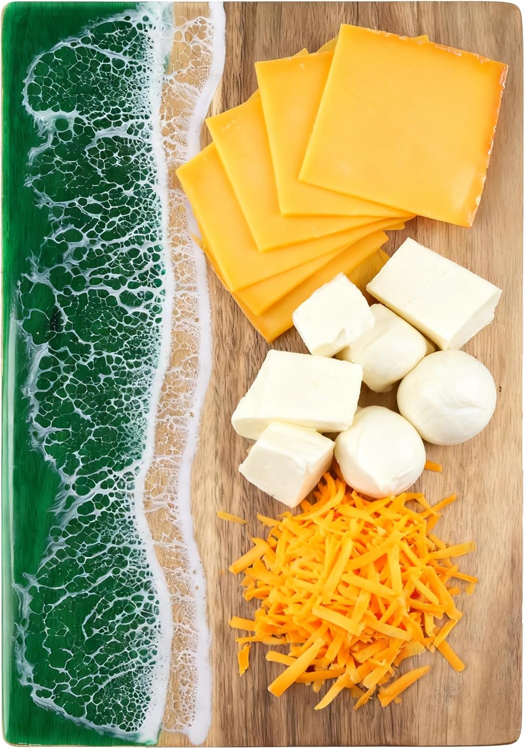 Ocean Charcuterie board,Resin Cutting Board, handcrafted boards and trays for cheese, meat and fruits, suitable for kitchen, gift (36cm green)