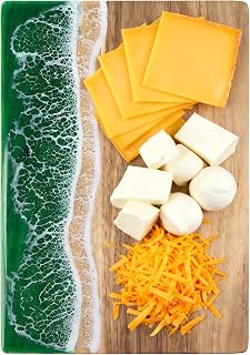 Ocean Charcuterie board,Resin Cutting Board, handcrafted boards and trays for cheese, meat and fruits, suitable for kitchen, gift (36cm green)