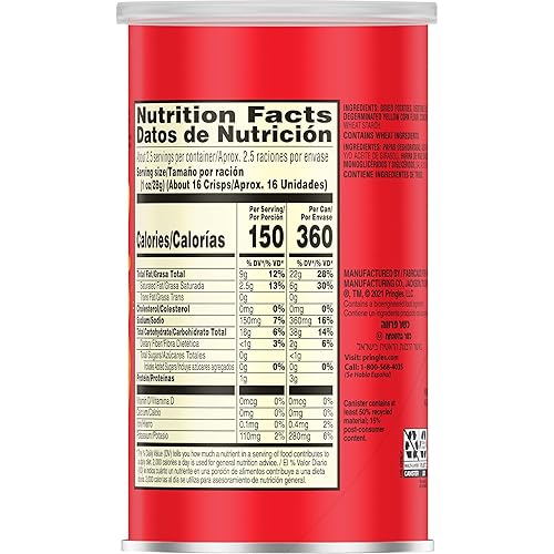 Miniatura 8 de Pringles - Botana de papas fritas sabor a barbacoa Grab and Go lata de 25 onzas paquete de 12