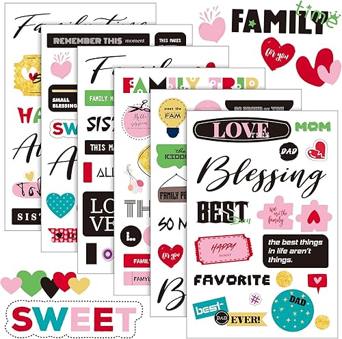 30 hojas de calcomanías de vinilo impermeable para álbumes de recortes, 500 unidades, vinilo impermeable, recuerdos de amigos de la familia, álbum