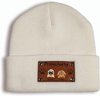 Gossby Personalized Baby Beanie Hat with Vegan Leather Patch - Custom Gift for Infant, Newborn, Baby, Toddler, Kid - 3 Sizes