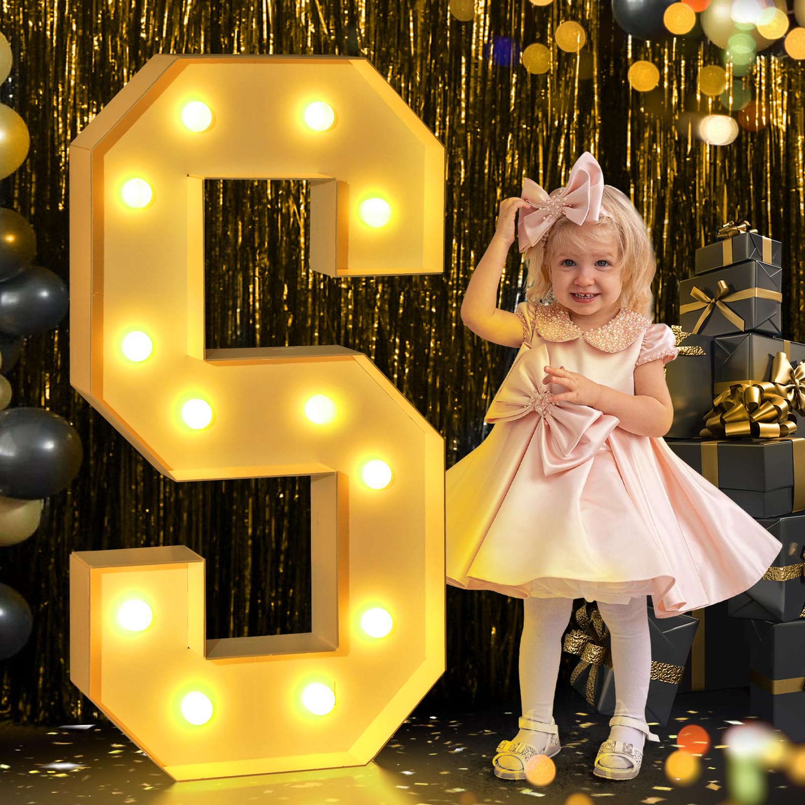 4FT Marquee Light Up Letters, Large Light Up Letters for Baby Shower Birthday Wedding Engagement Party Decor, Marquee Letters Mosaic Letters for Balloons for Party Decoration Balloon Arch Kit Letter S