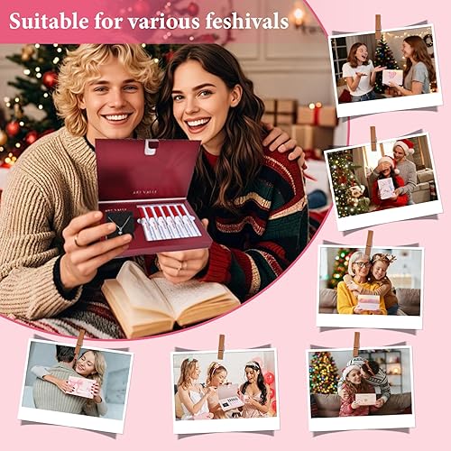 Miniatura 9 de Regalo de Navidad para mujer, juego de 8 cajas de regalo que incluye lápiz labial mate, rubor, resaltador y collar, fácil de crear diferentes