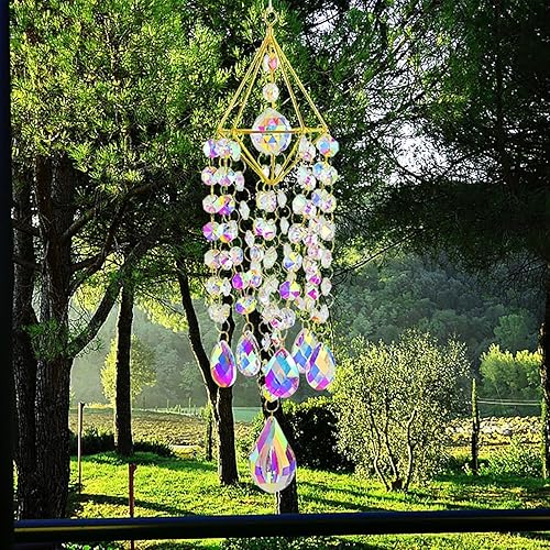 Miniatura 5 de Campanillas de viento de cristales para interiores, hogar, jardín, exterior, patio, porche, casa de campo, regalos de inauguración de la casa,