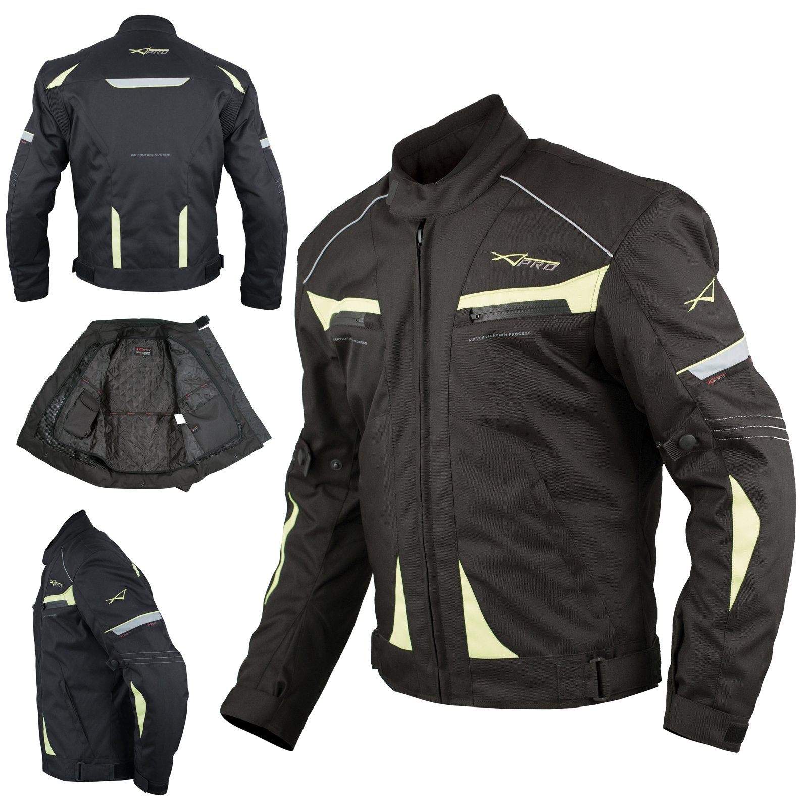 Waterproof CE Armored Motorcycle Jacket - Thermal Lined, Fluo Colors, Removable Protectors, Sizes S-3XL