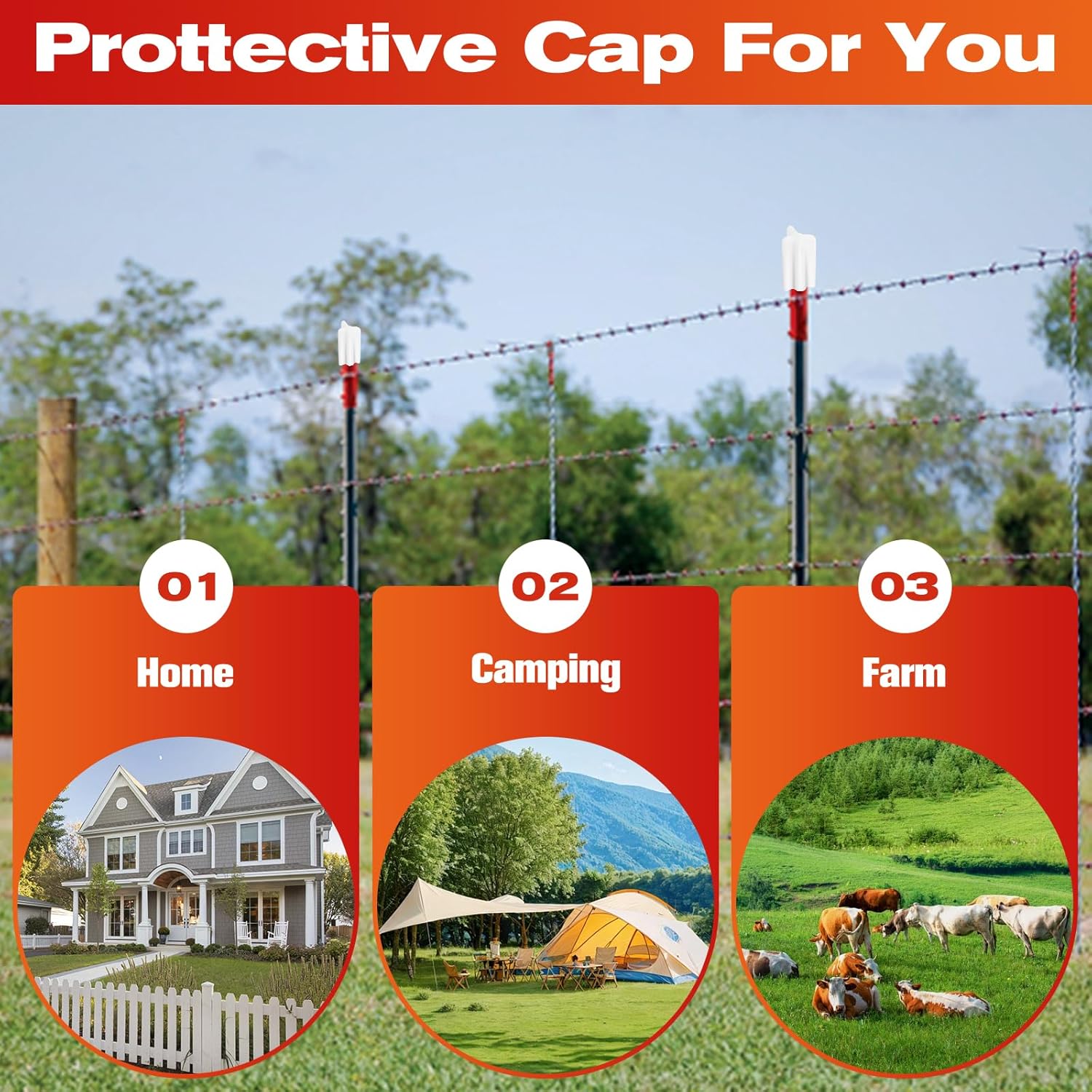 100 Pcs T Post Caps, Safety T Post Topper Vinyl Safety Cap, White