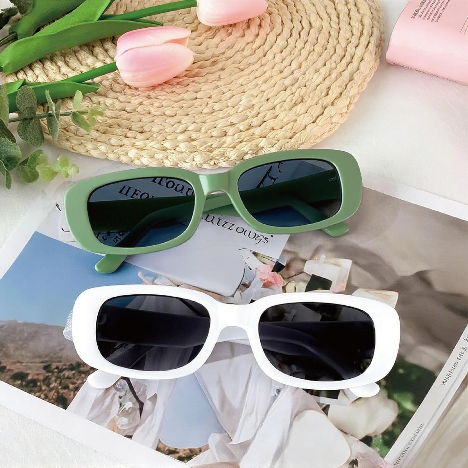 Bride's Babes Bachelorette Sunglasses, Bridesmaid Sunglasses,10 Pack Rectangle Team Bride glasses for Bachelorette Party