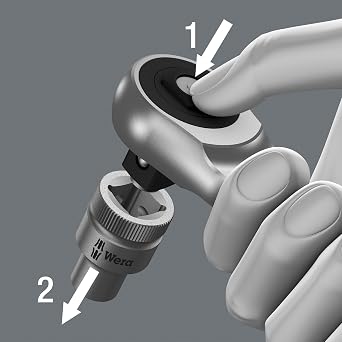 Wera 05004003001 8003 A Zyklop Full Metal Ratchet with Push-Through Square, 1/4 Drive