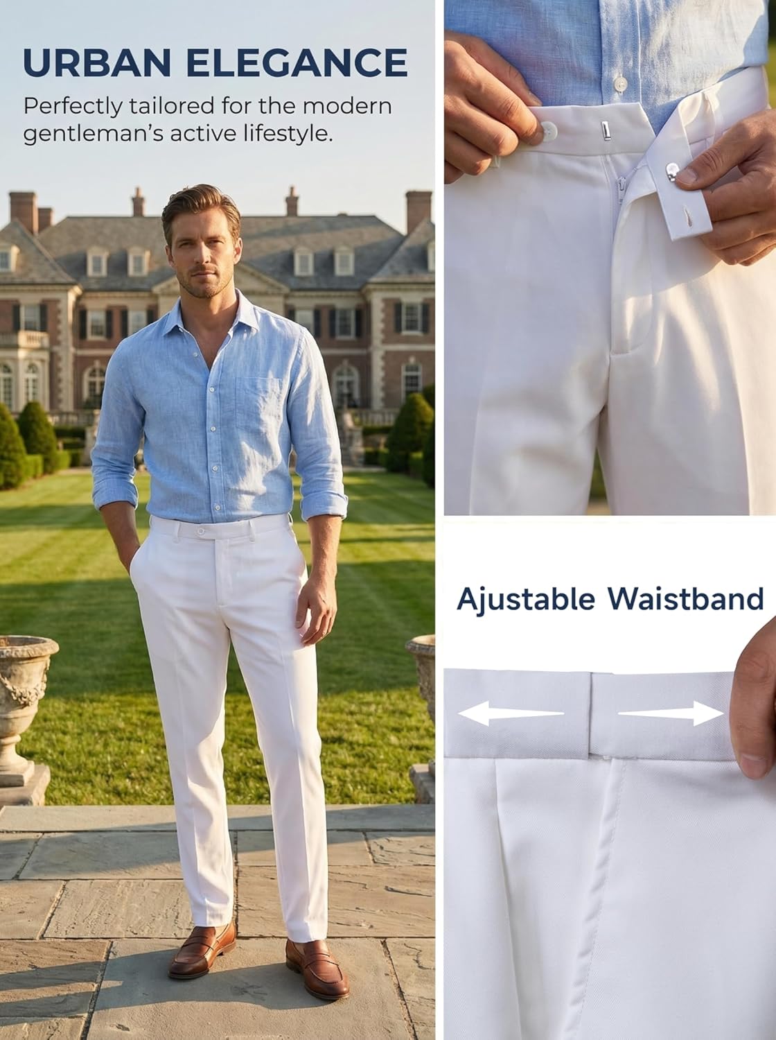 JPF Men's 2 Piece Slim Fit Suit Set, Two Button Solid Jacket Pants with Tie Suits for Men