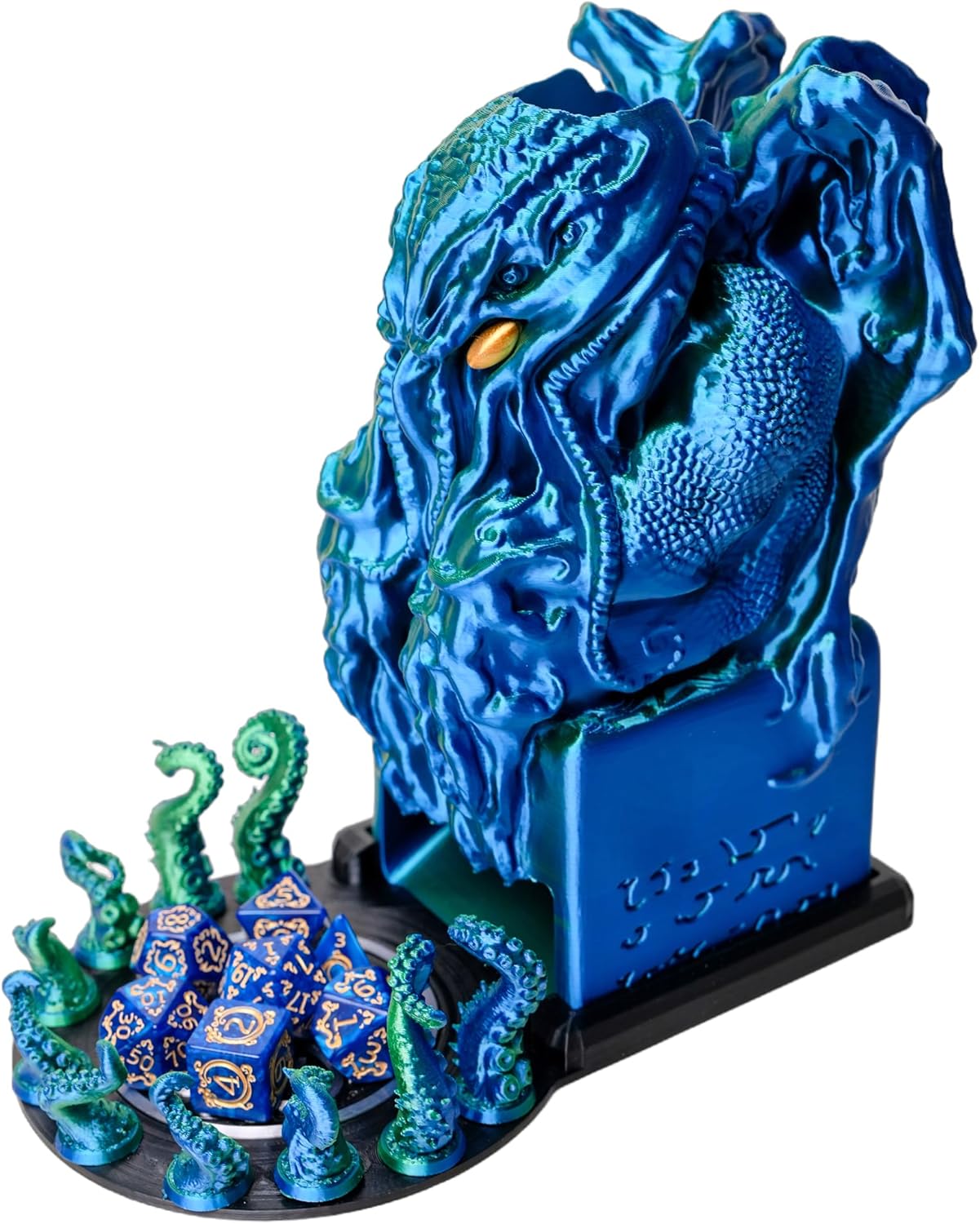 3D BEST-Q Cthulhu DND D&D Dice Tower，3D Printed Compatible with Dungeons and Dragons, 28mm Miniature Wargaming, Tabletop RPGs, Wargame Scenery, Endless Deep Sea Series (Blue&Green)