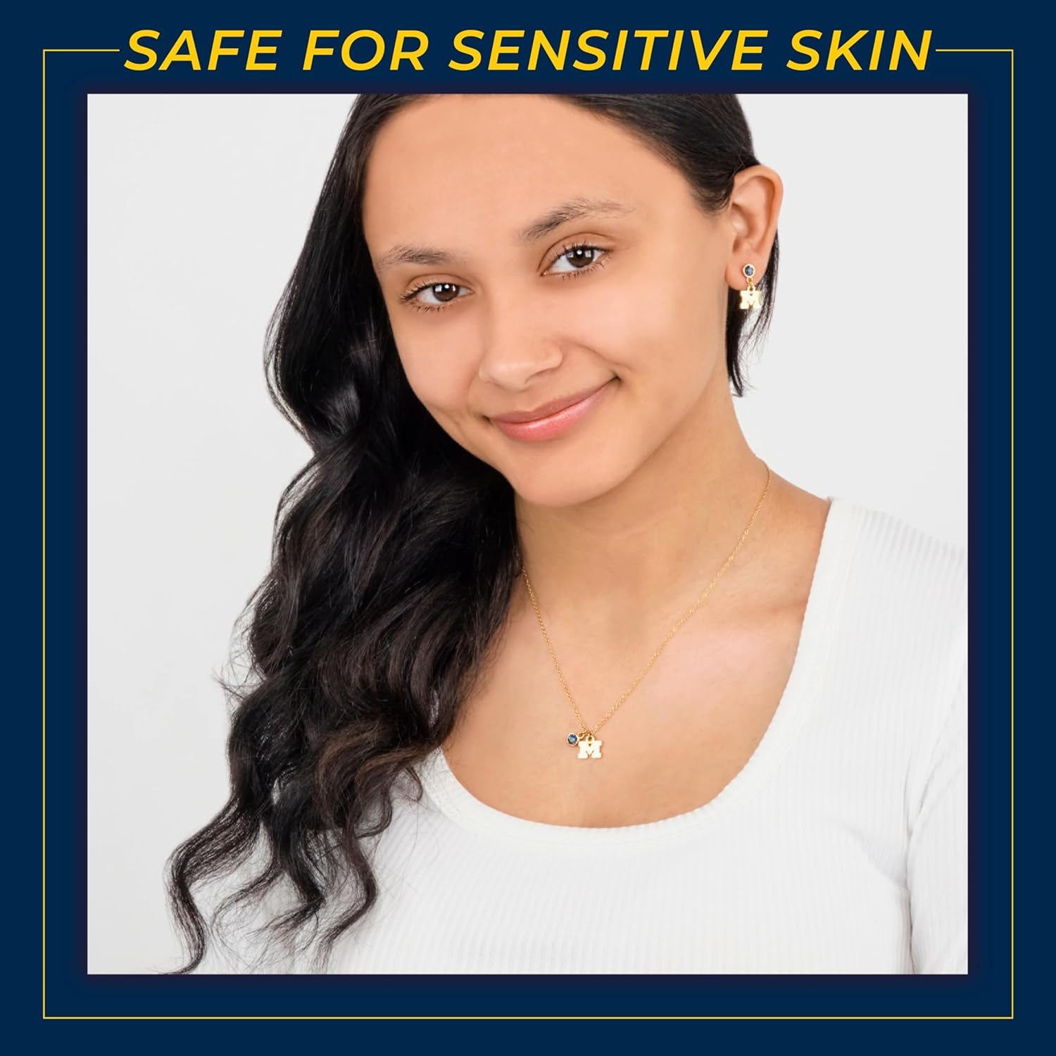 Stone Armory Michigan Wolverines Gifts - 18k Gold Plated M Necklace With Crystal - Hypoallergenic and Adjustable 16-20in - University of Michigan Gold Jewelry - Image 3