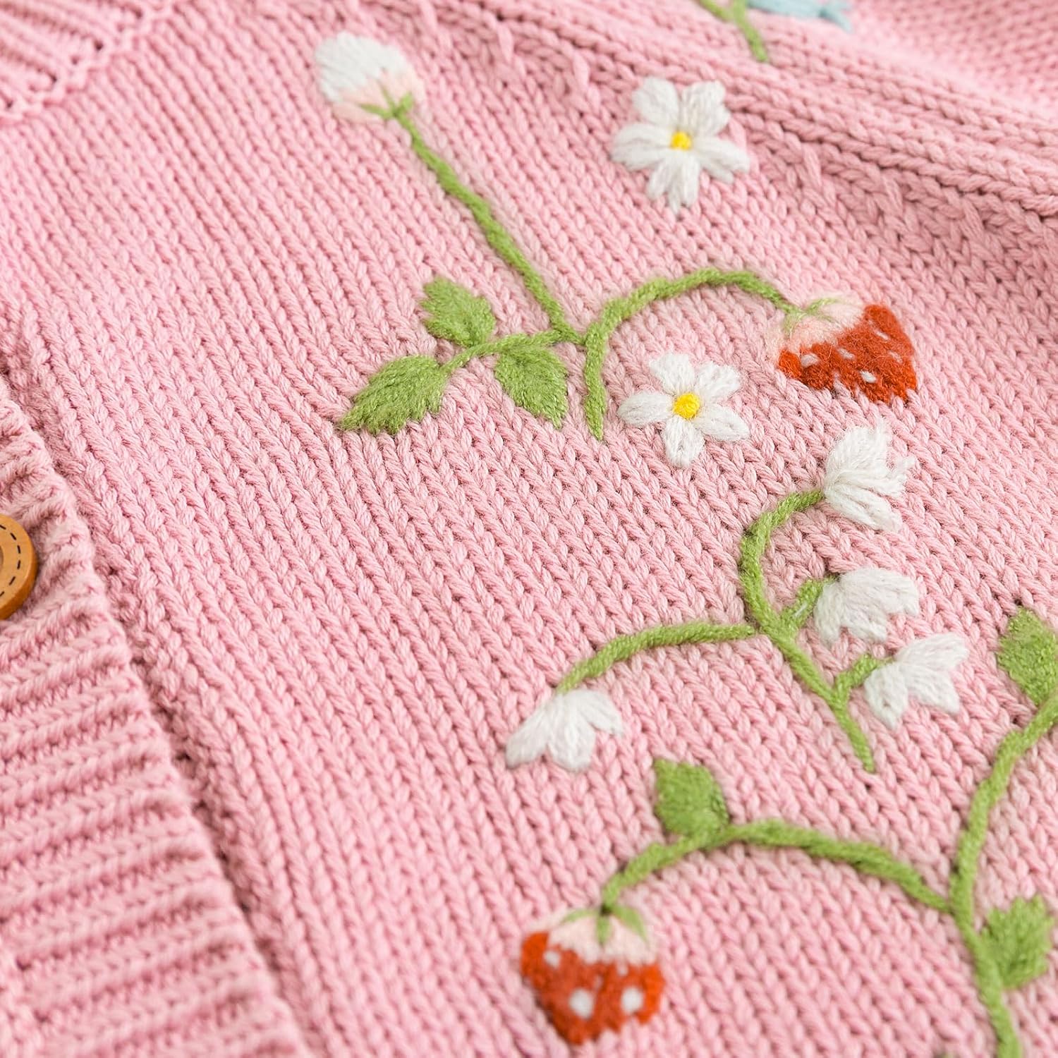 Simplee kids Baby Sweater Toddler Girls Cardigan Sweater Embroidered Strawberry Knit Sweater