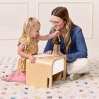 Vista 9 de ECR4Kids Bentwood - Silla de cubo multiusos, muebles para niños, natural/blanco