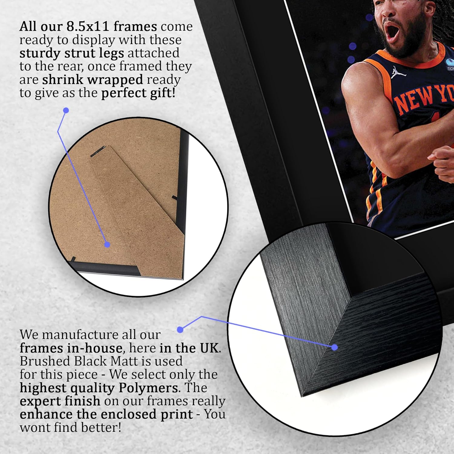 HWC Trading Jalen Brunson New York Knicks Gifts Printed Signed Autograph Picture for Basketball Memorabilia Fans - US Letter Framed