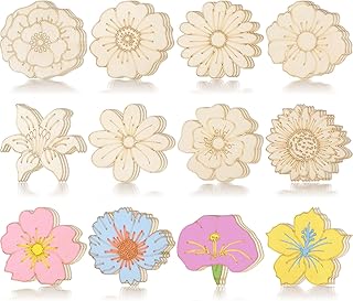 Gerrii 36 Pcs 1.97 Inch Mini Spring Wooden Flower for Crafts, Unfinished Blank Wood Floral Cutout Small Embellishments DIY Painting for Handmade Decoration Ornaments Activity Homemade Project