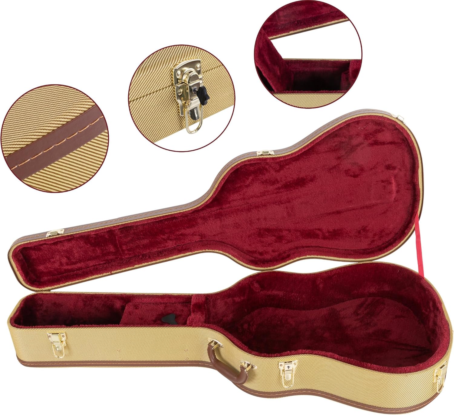 Shaman Electric Guitar Case Tweed - Robust Hard Shell Shape Case in Chic Retro Look, Tweed