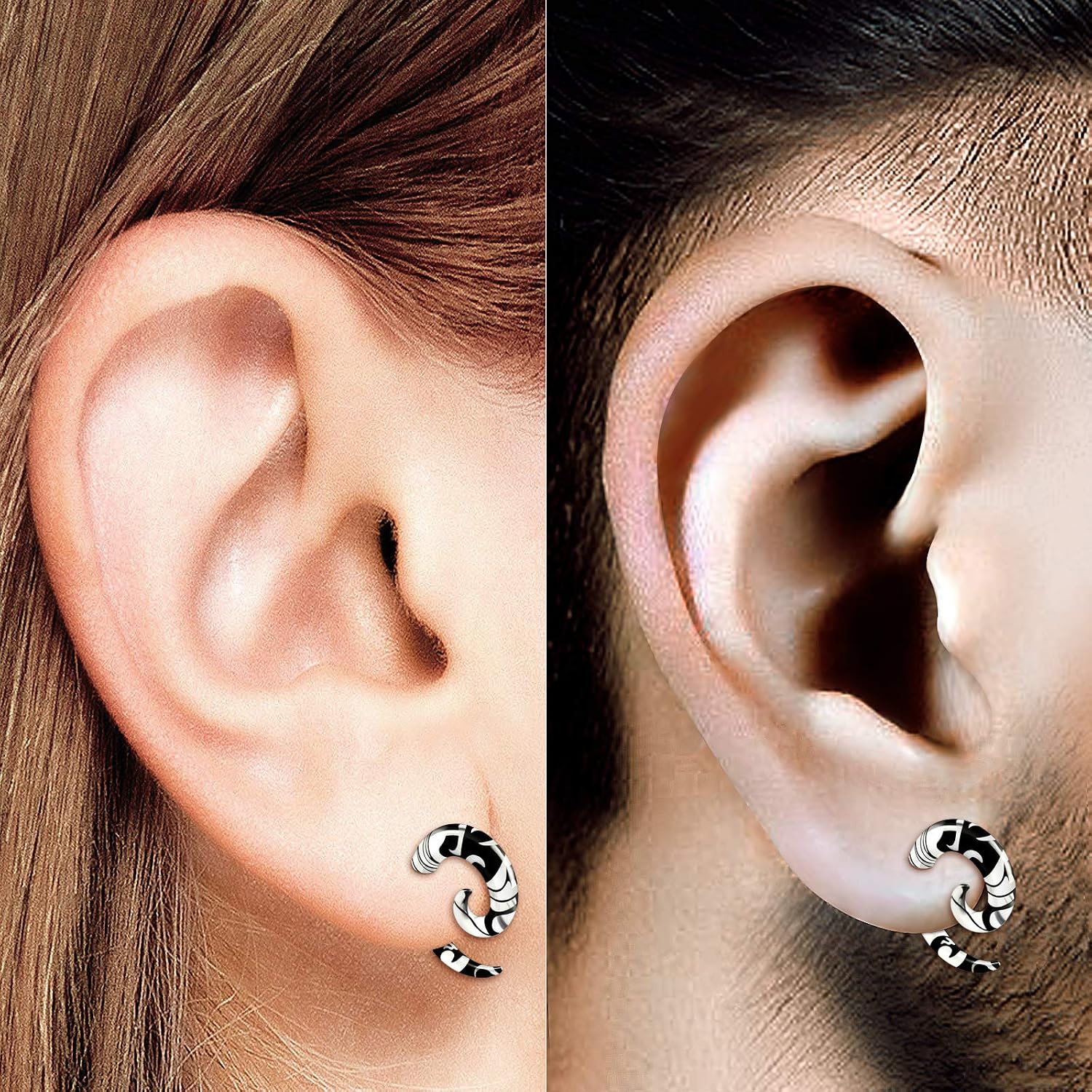 Pair of Acrylic Devil Spiral Taper Expander Piercing Jewelry Ear Stretcher Stretching Earring Lobe Plugs
