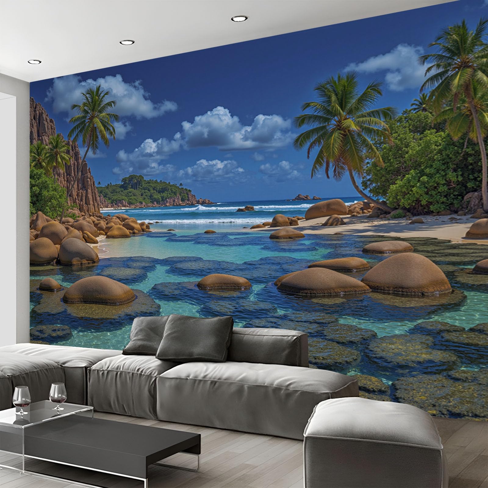 Papier Peint Panoramique Grand Format Paysage Naturel Océanique 3D