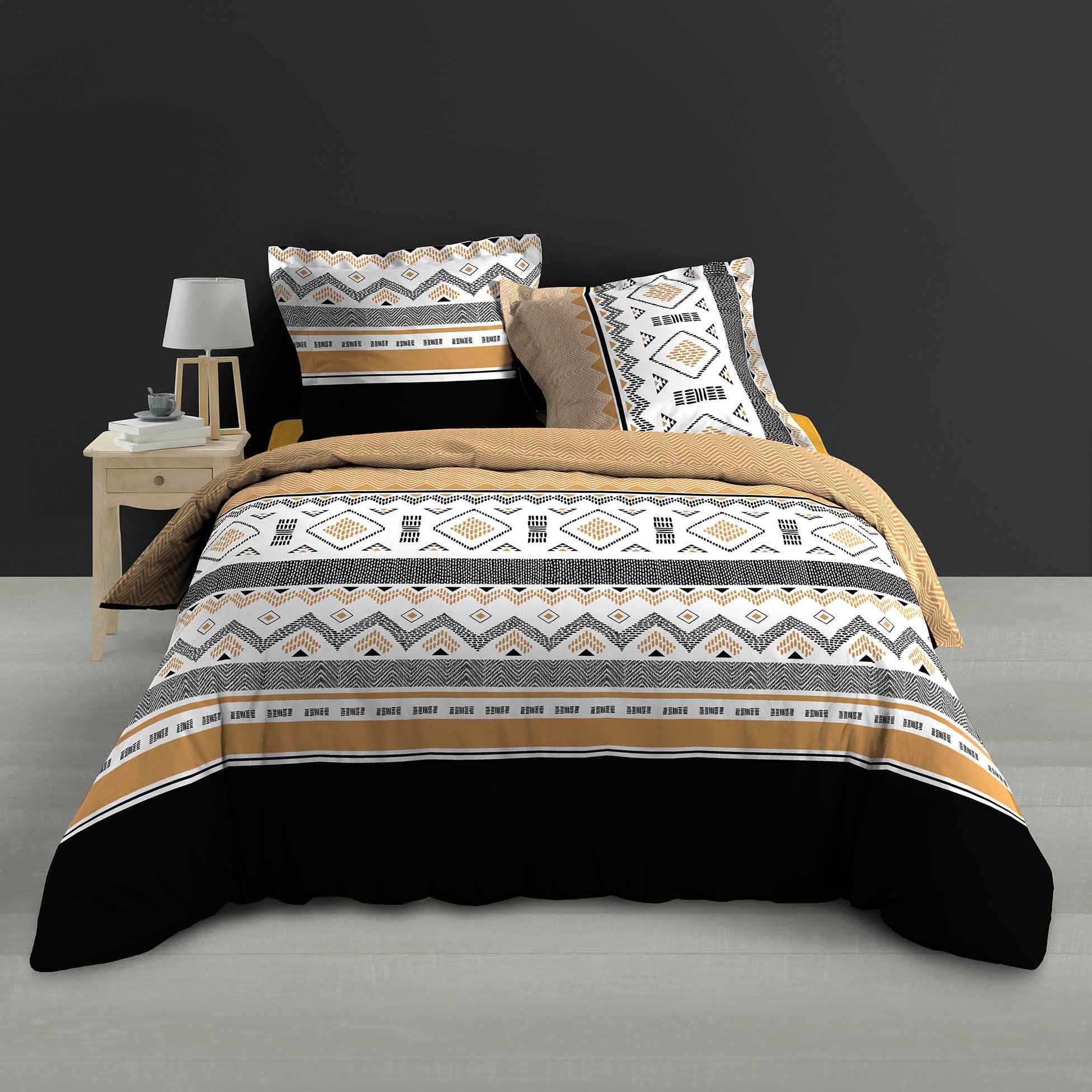 Parure 3 pièces percale de coton 260x240 cm pour chambre parentale cosie