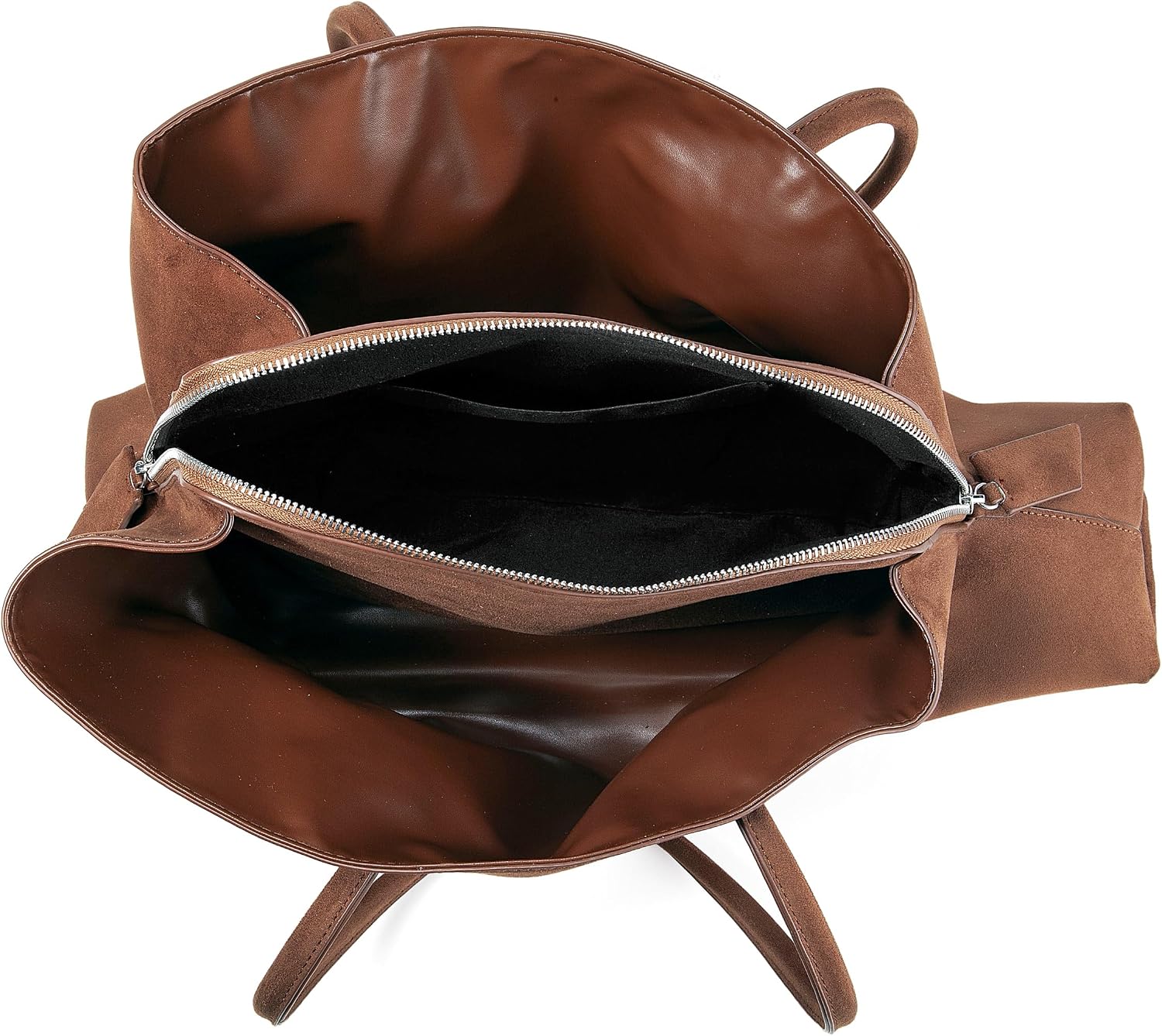 Bevel Edge Suede Large Tote for Women Suede Hobo Bags Retro Shoulder Handbags Purses for Work Travel
