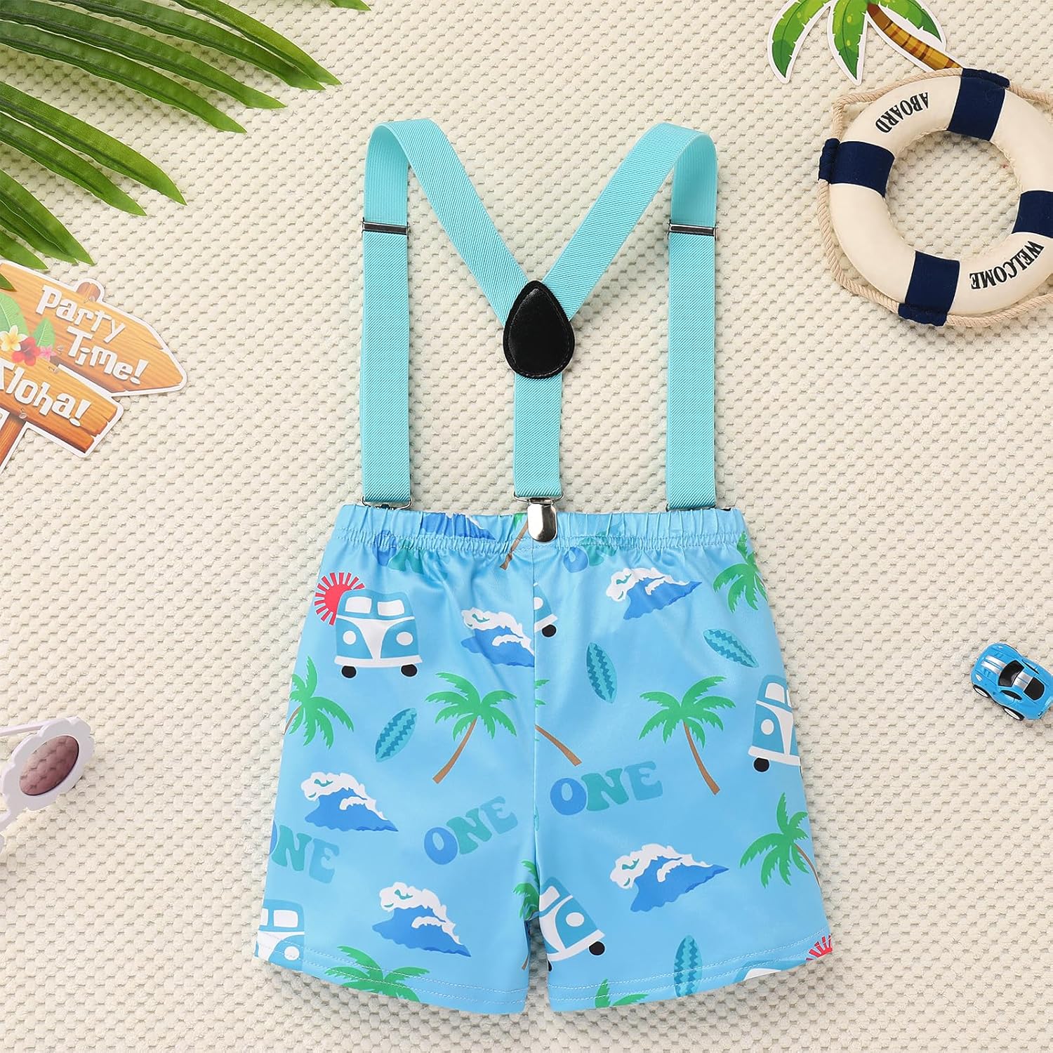 IBTOM CASTLE Baby Boy First Birthday Outfits Short Sleeve One Year Old Romper Shorts 4pcs Summer Cake Smash Clothes Set - Image 6