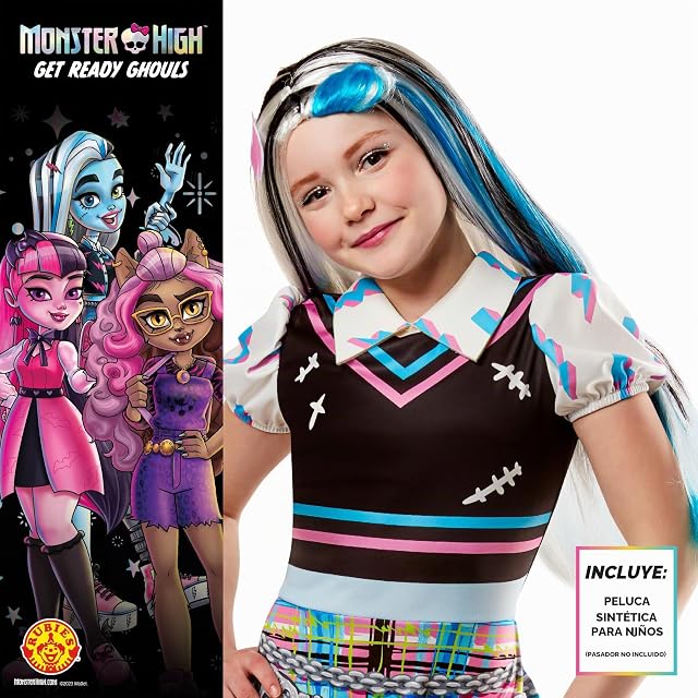 Foto 2 de 5 de Rubies Peluca Frankie Stein para niñas, talla Standard. Oficial Monster High, para Carnaval, Navidad