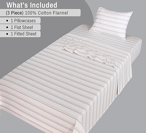 Vista 304 de RUVANTI Juego de sábanas de franela 100% algodón, tamaño matrimonial, 4 piezas, Alpine Serenity Serenidad alpina