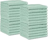 Vista 19 de Yaxa Basics Paños de algodón para baño, secado rápido, extra absorbentes, 12 x 12 pulgadas, verde espuma de mar, azul hielo, blanco, paquete de 24