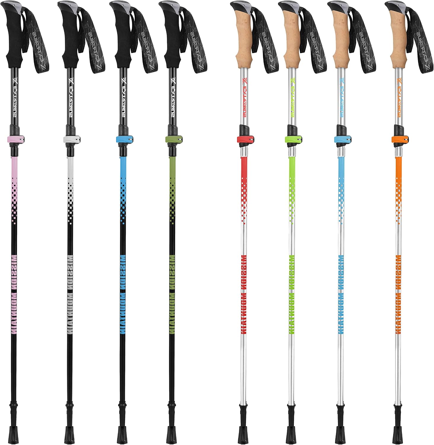 Extremus Ultralight Trekking Poles – One-Piece Construction Technology, 9.5 oz Aviation Aluminum Hiking Poles for Active Trekkers, Foldable Walking Hiking Sticks for Men Women