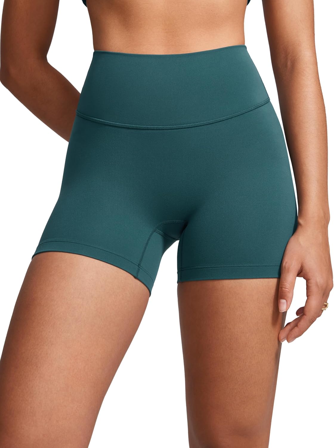 INGIA Womens High Waist No Front Seam Biker Shorts 4 Inches Running Volleyball Spandex Yoga Gym Workouts
