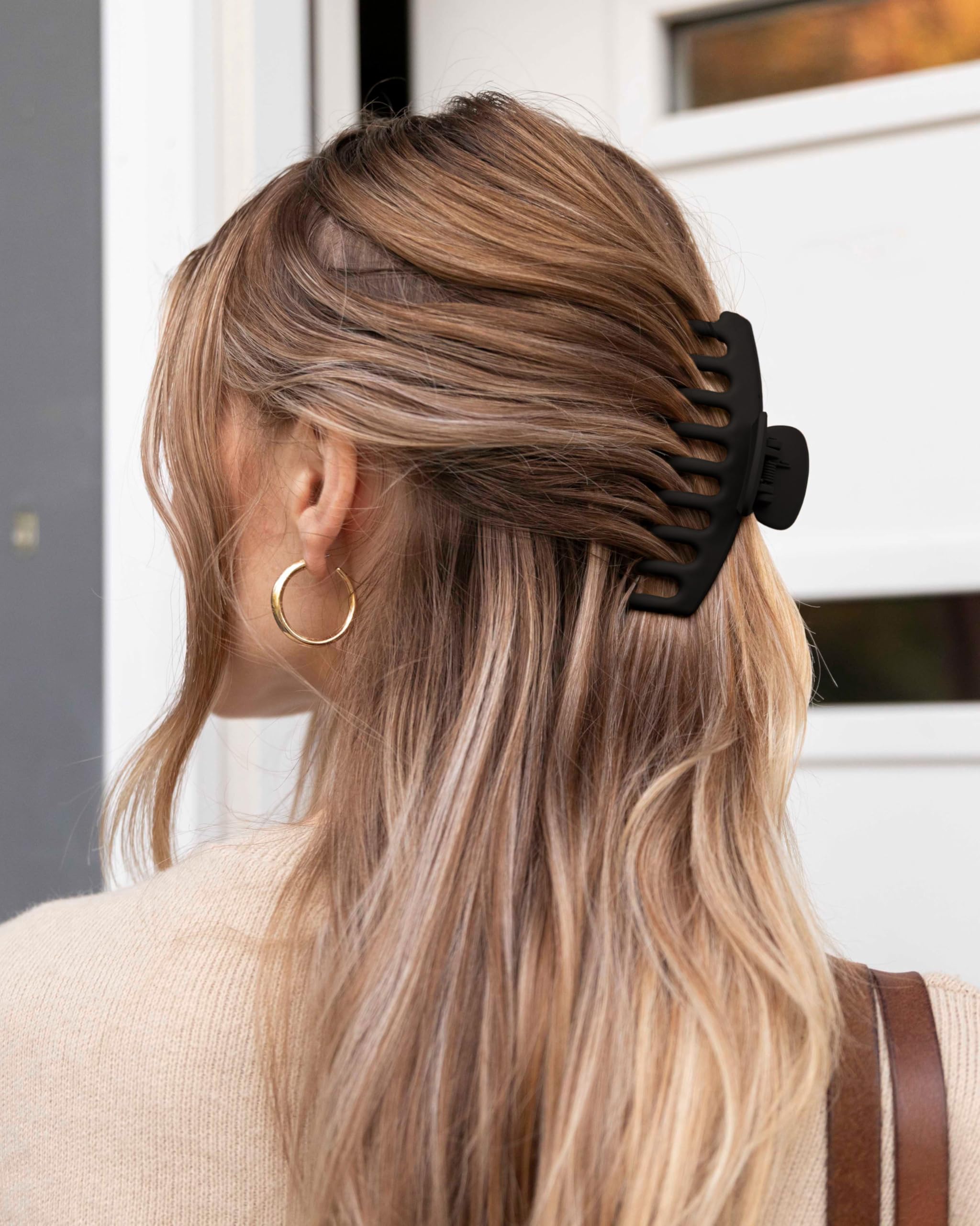Framar Pinzas Pelo Mujer Grandes – Pinza Pelo Mujer, Pinzas Para el Pelo, Extragrandes, Antideslizantes, Hair Clips, Negro - Paquete de 4