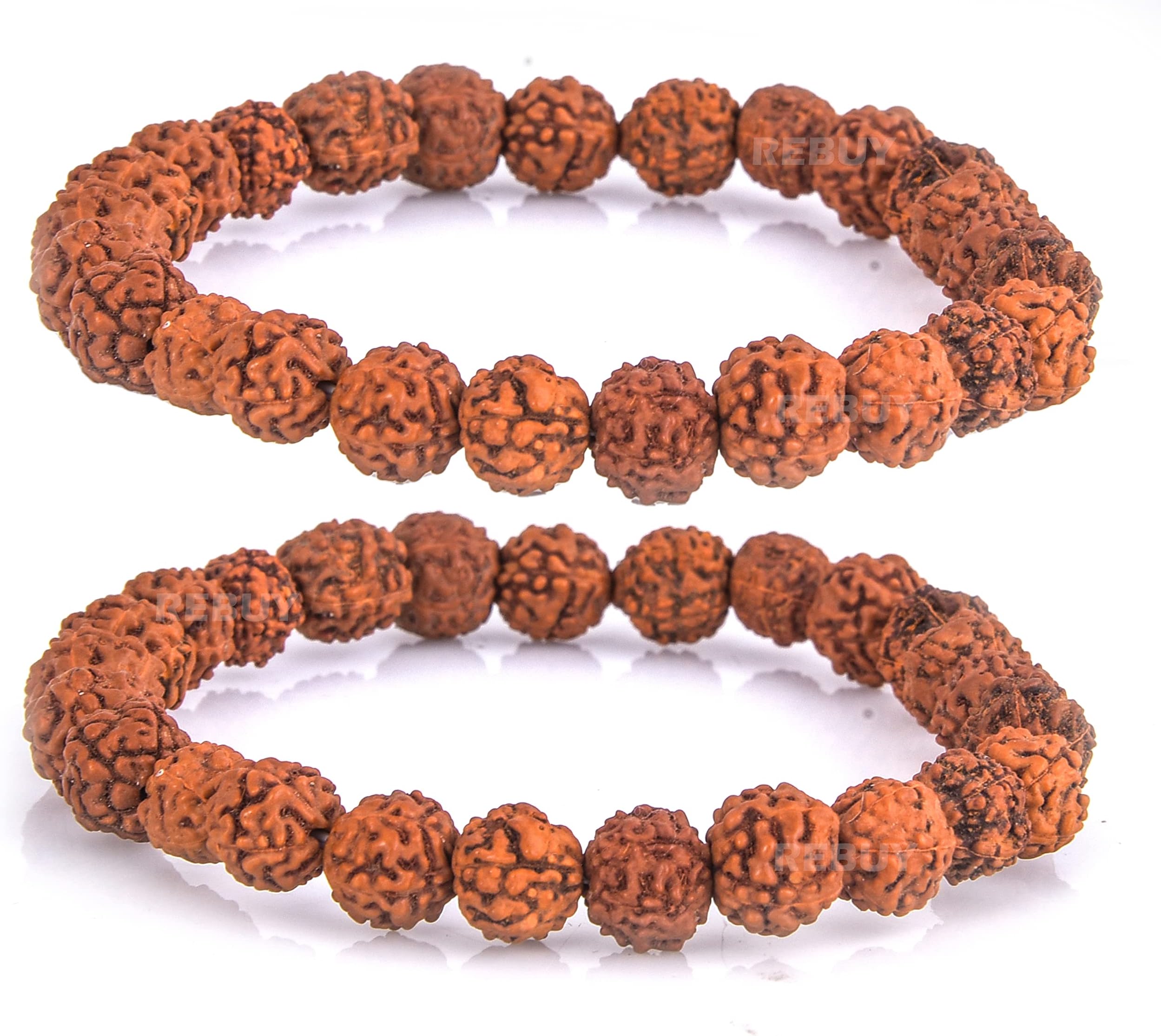 5 Mukhi Rudraksha Bracelet Combo for Men & Women | Original & Lab Certified Natural Crystal Healing Rudraksha Bracelet | Spiritual Growth, Good Luck & Chakra Balances | Size 8mm, Pack of 2