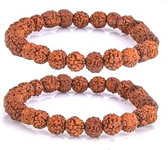 Rudraksha Bracelet 5 Mukhi Natural Five Mukhi Rudraksha Bracelet For Men & Women, Pack of 2, Color Brown, Bead Size 8 mm