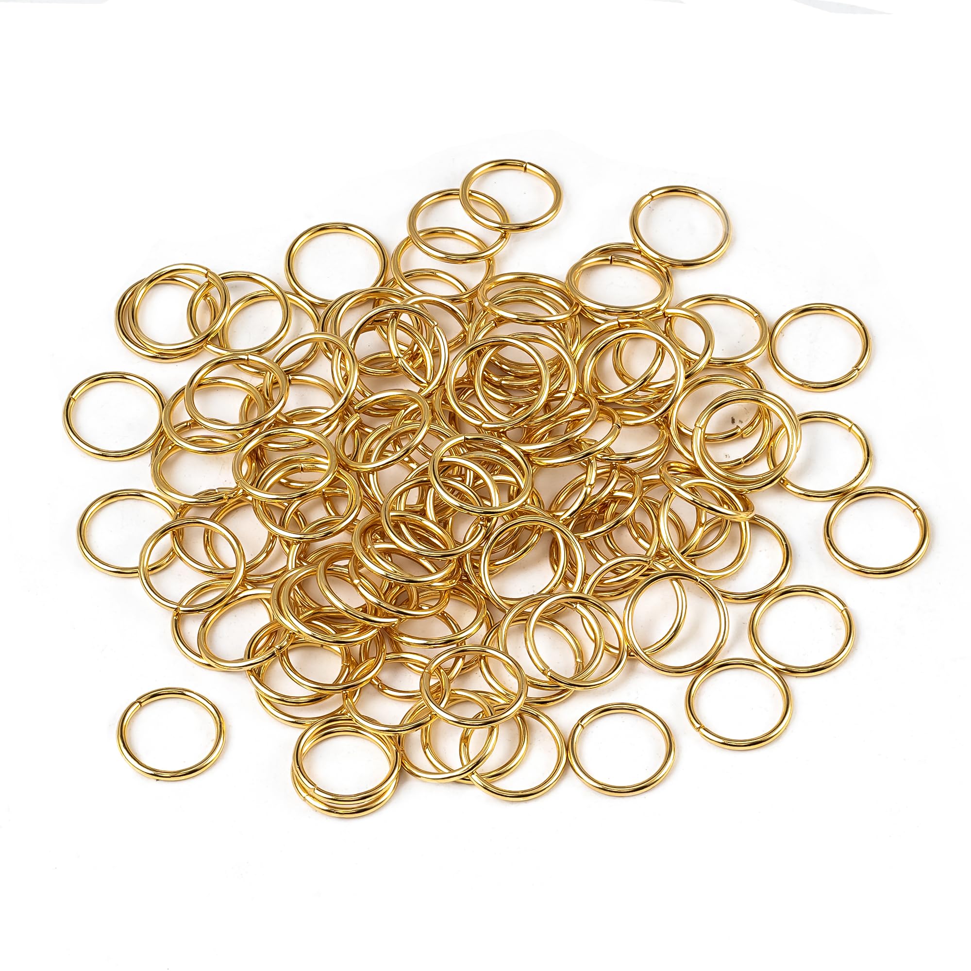 200Pcs 10mm 18K Gold Plated Stainless Steel Jump Rings 0.7mm Thick Metal O Rings Close but Unsoldered Single Loop Connector Rings for Jewelry Necklac — image 1