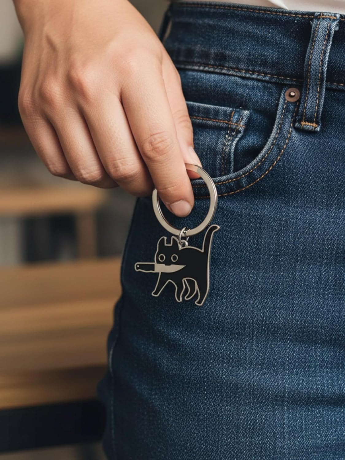 3 Pcs Cute Cat Keychain Cute Funny Gifts for Women Men Cute Keychain Friendship Gift Black Cat Cool Stuff image 5