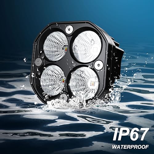 Miniatura 5 de 2 luces LED de trabajo de 3 pulgadas  3 pulgadas, vainas estroboscópicas intermitentes de color blancoámbar con seis modos de luces antiniebla de