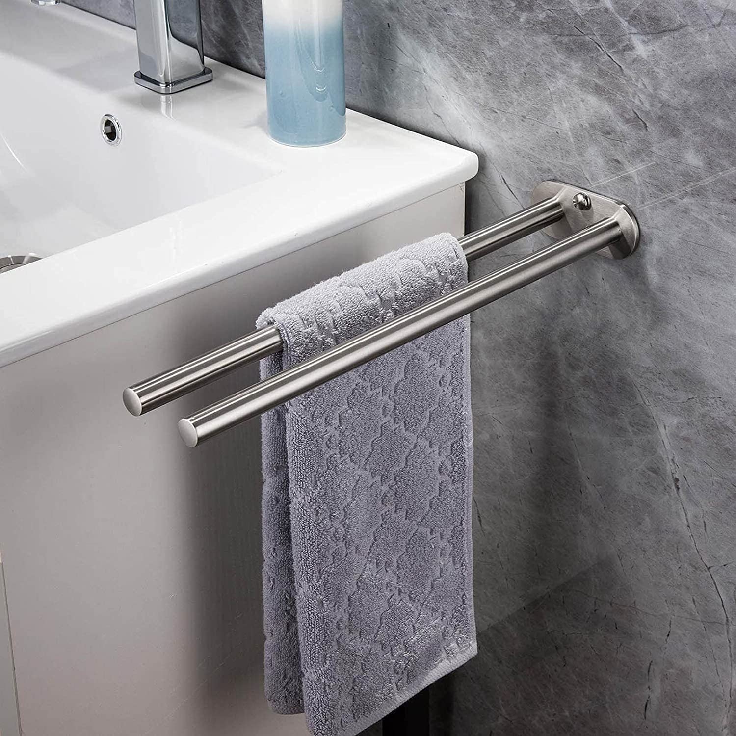 Toallero de Acero Inoxidable, para baño, Cocina, Soporte de Pared, Barra para Toallas, Soporte de Almacenamiento (Doble Barra)