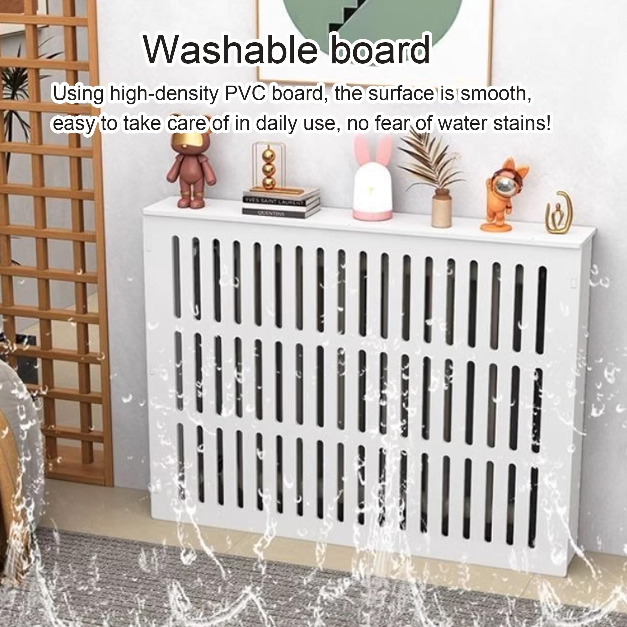 Copertura per termosifone con ventilazione, per riscaldamento domestico, sicuro, con ripiano Sto, facile da montare, ideale per corridoio, soggiorno, camera da letto (90 x 80 x 20 cm)