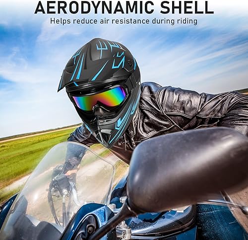 Miniatura 4 de Yesmotor Youth Kids Motocross Helmet Full Face Motorcycle Dirt Bike Off-Road Mountain Bike BMX MX ATV Helmet- DOT Approved with(Gloves Goggles Mask)