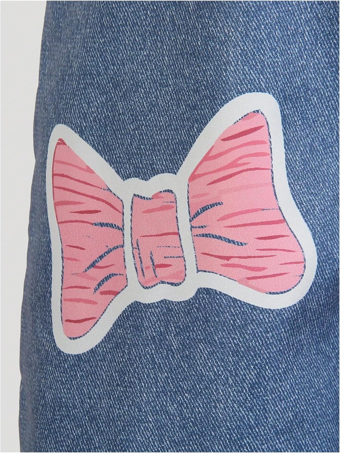 OYOANGLE Girl's Graphic Denim Overalls Cute Criss Cross Straight Leg Jean Jumpsuits