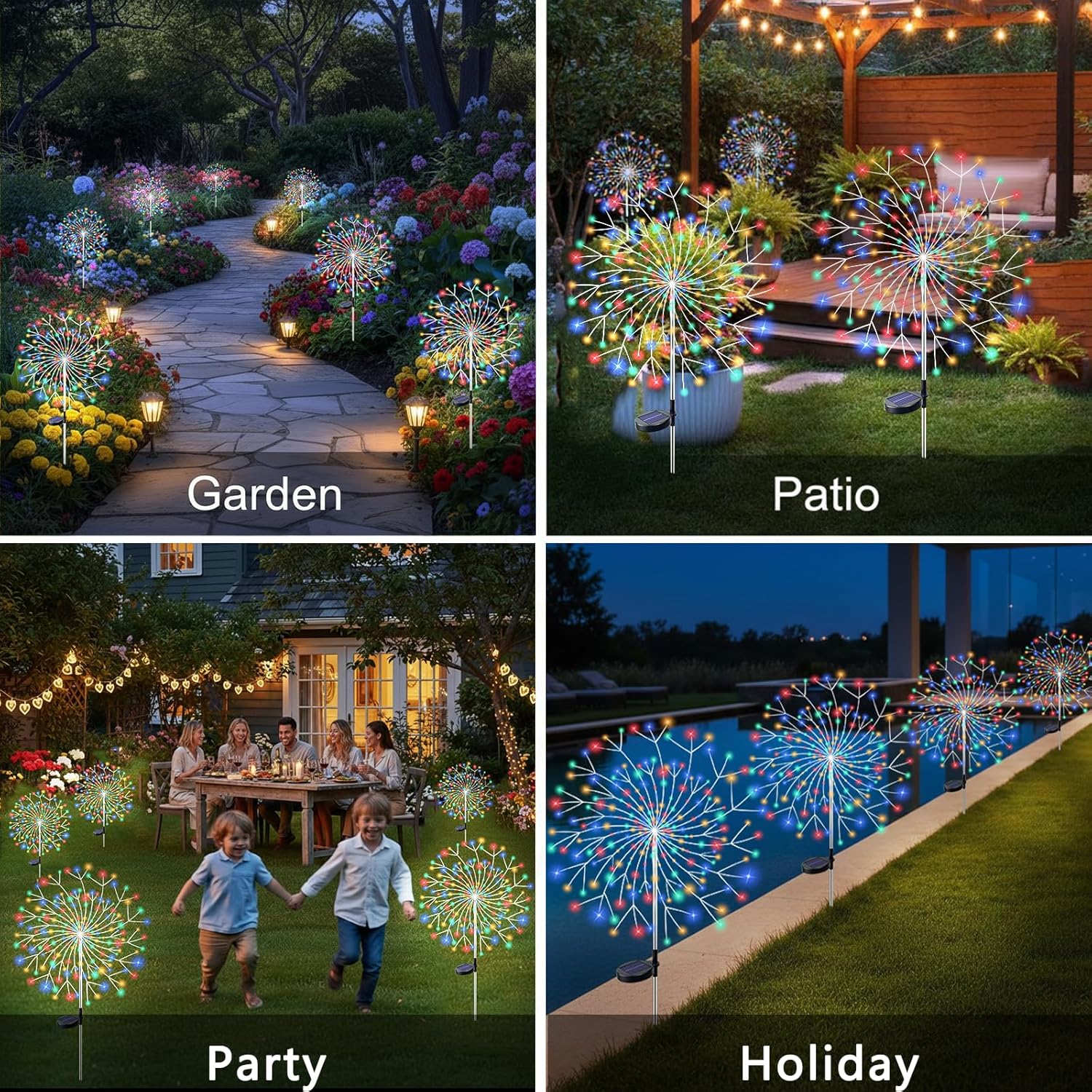 Solar Garden Lights Outdoor, 210 Led & 8 Modes Solar Firework Lights Decorative Waterproof Solar Fairy Fireworks Sparklers Light for Outside Yard Pathway Walkway Balcony Patio Decor,4Pack
