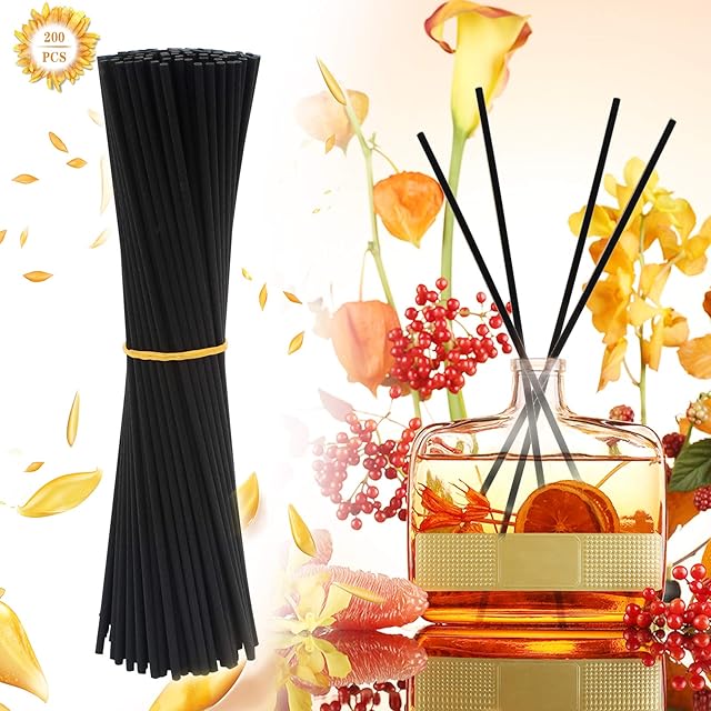 200 Pcs Reed Diffuser Sticks, 24cm Long Aromatherapy Diffusers Sticks 3mm for Home, Spa and Office  Black