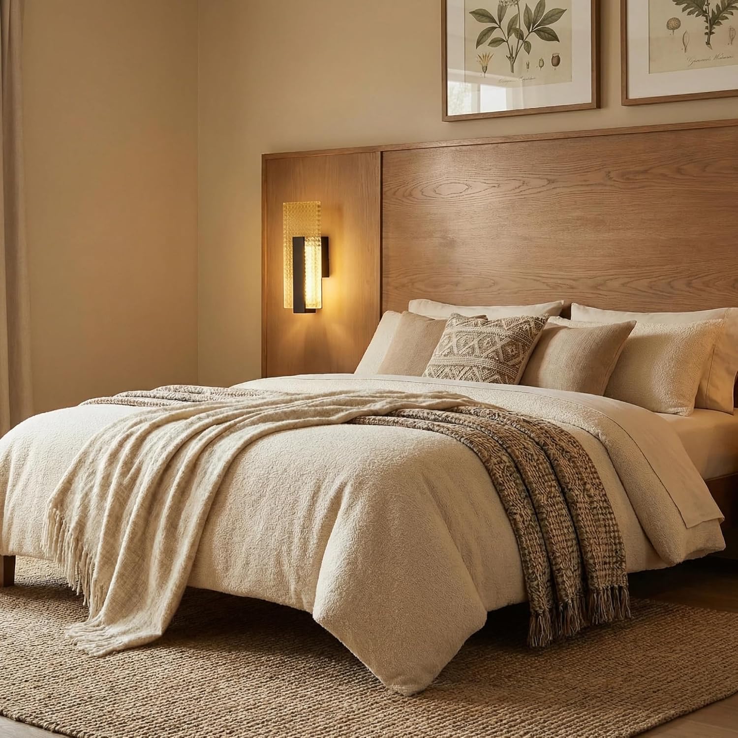 Modern Wall Sconce Set of Two Indoor, 12W Dimmable LED Wall Light Fixtures, Glass Wall Mount Lighting for Living Room Bedroom Bathroom Hallway Corridor, 3000K, Black