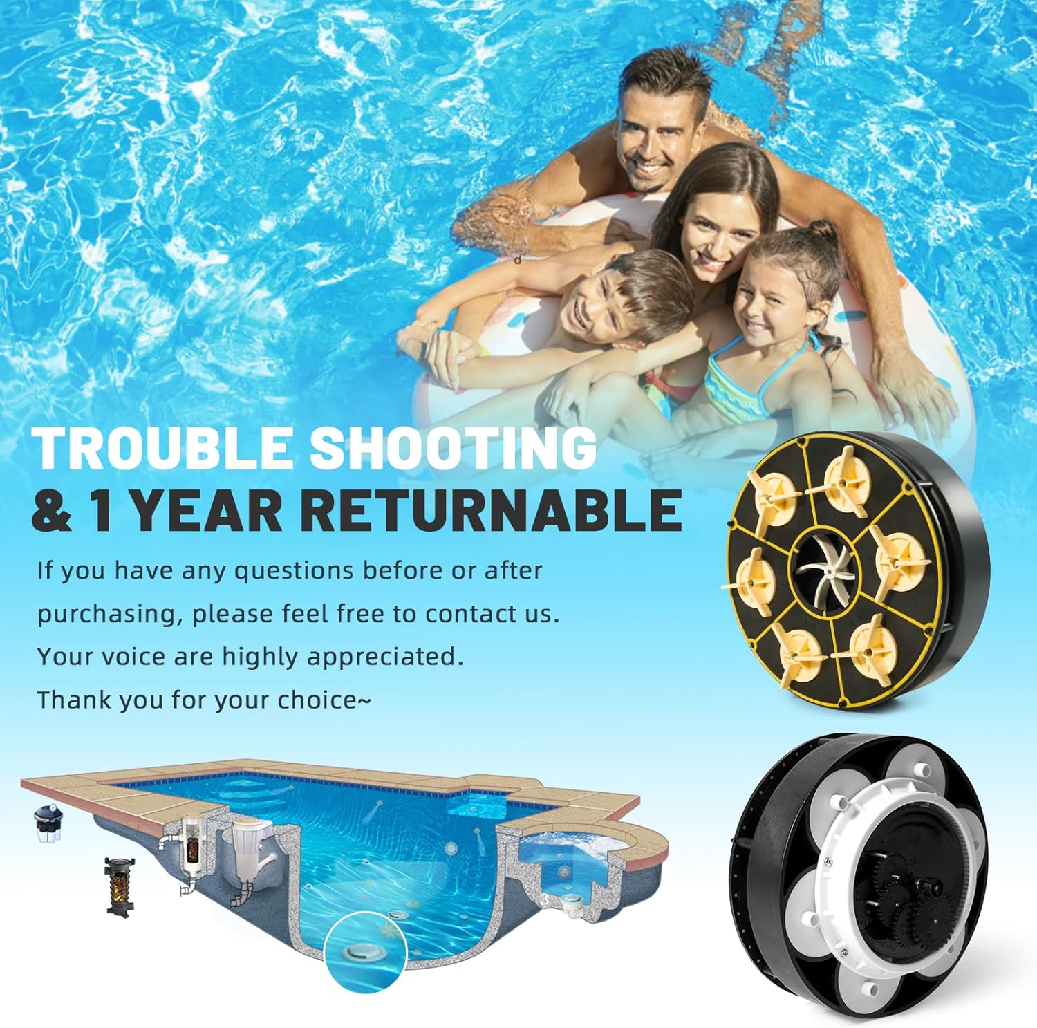 6 Port Module Fit for Paramount PCC2000 6-Port Gear Water Valve Module - Fit for Paramount Pop up 6-Port Module 004302440800 004-302-4408-00 6-Port in-Floor Pool Module w/ 1 Year Warranty!